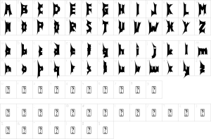 Mapa de caracteres da fonte Death Thorn Font