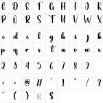 Mapa de caracteres da fonte December Font