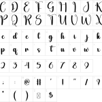 Mapa de caracteres da fonte December Font