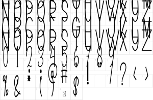 Mapa de caracteres da fonte December Handmade Font