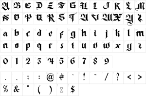 Mapa de caracteres da fonte Decision Making Font