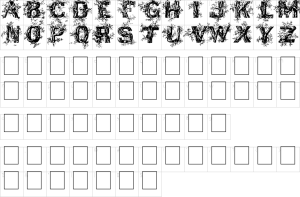 Mapa de caracteres da fonte Deep Woods Font