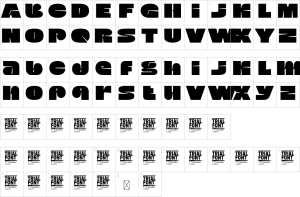 Mapa de caracteres da fonte Deepest Lighting Font