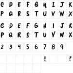 Mapa de caracteres da fonte Deepshockz Font