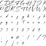 Mapa de caracteres da fonte Delight Font