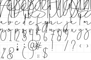Mapa de caracteres da fonte Delightful Font