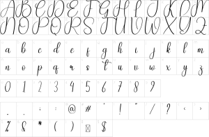 Mapa de caracteres da fonte Delightful Font