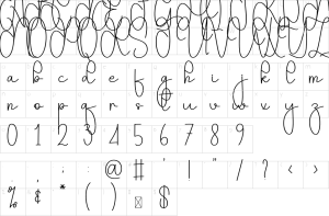 Mapa de caracteres da fonte Delightful Font