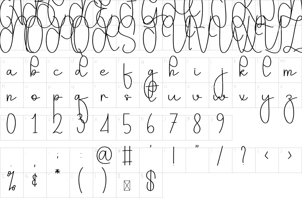 Mapa de caracteres da fonte Delightful Font