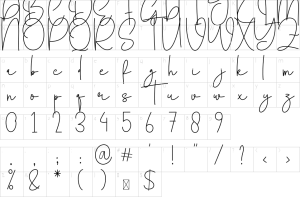 Mapa de caracteres da fonte Delightful Font