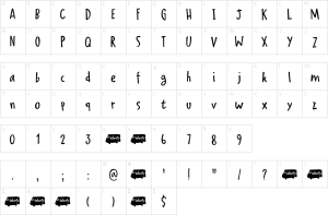 Mapa de caracteres da fonte Delivery Note Font