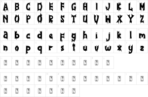 Mapa de caracteres da fonte Demon Christmas Font