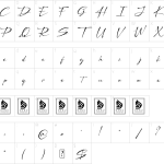 Mapa de caracteres da fonte Dengacho Signature Font