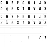 Mapa de caracteres da fonte Depressionist Three Font