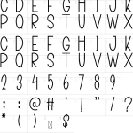 Mapa de caracteres da fonte Design Handmade Font