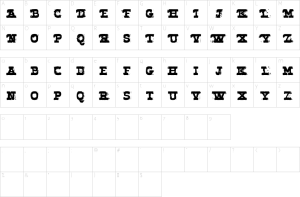 Mapa de caracteres da fonte Desmo Soil Font