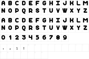 Mapa de caracteres da fonte Destroyed New St Font