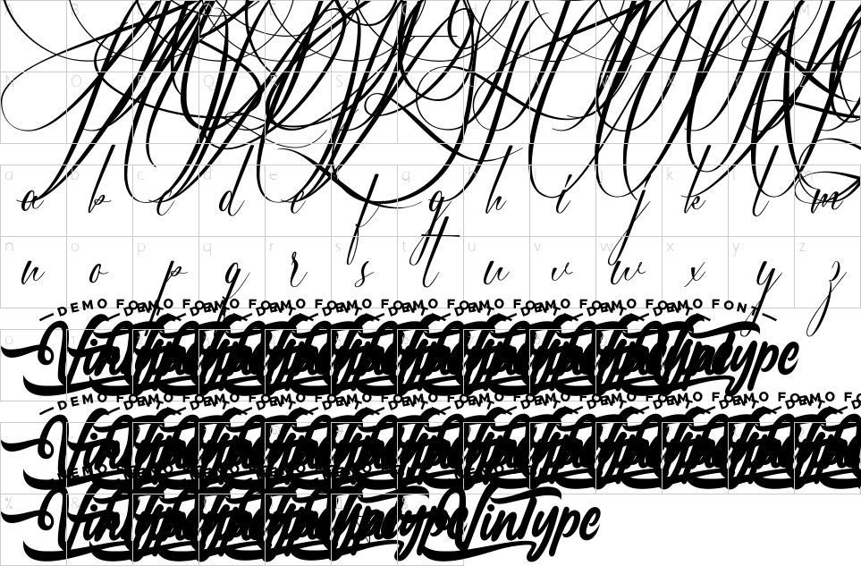 Mapa de caracteres da fonte Diamond Flower Font