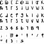 Mapa de caracteres da fonte Diamond Girl Font