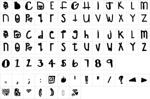 Mapa de caracteres da fonte Diamond Girl Font