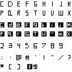Mapa de caracteres da fonte Digit square Font