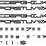 Mapa de caracteres da fonte Digital Cards Font