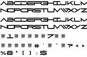 Mapa de caracteres da fonte Digital Cards Font