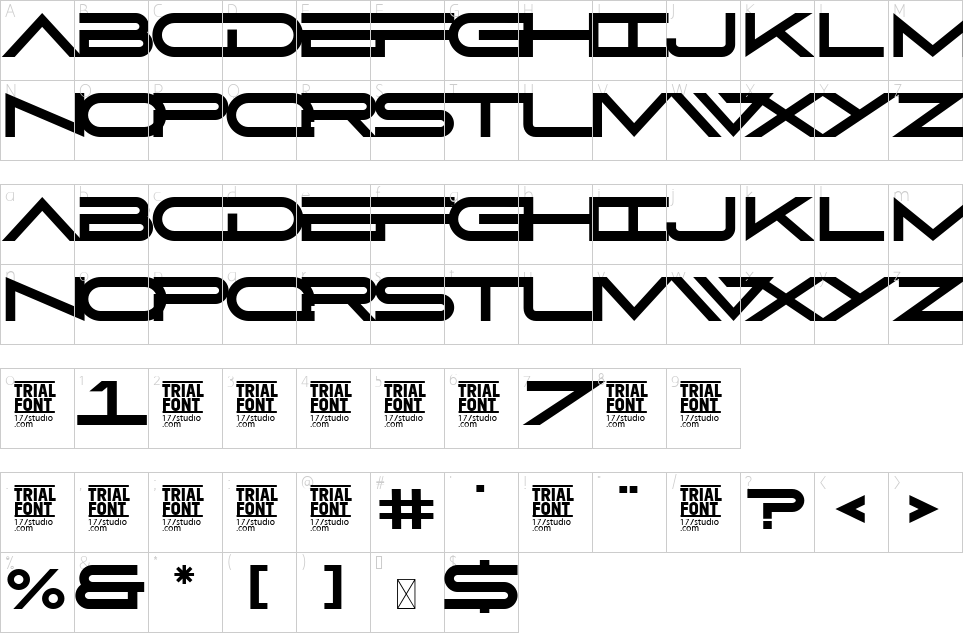 Mapa de caracteres da fonte Digital Cards Font