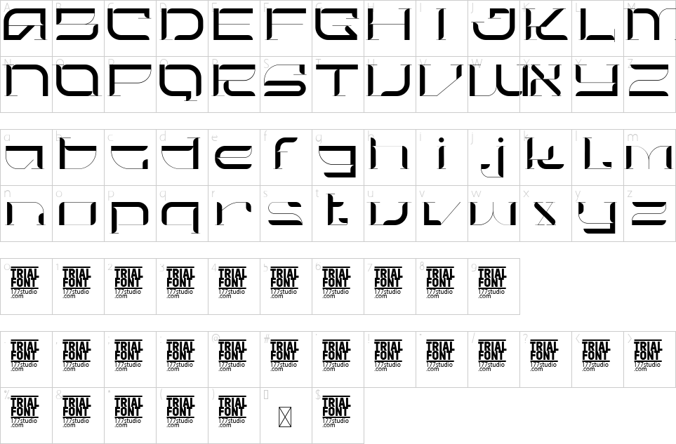 Mapa de caracteres da fonte Digital Divide Font