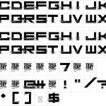 Mapa de caracteres da fonte Digital Glitch Font