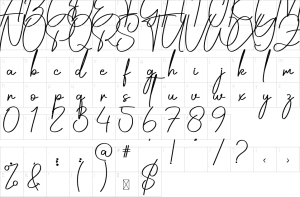 Mapa de caracteres da fonte Digital Signature Font