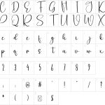 Mapa de caracteres da fonte Digital Valentine Font