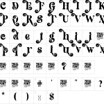 Mapa de caracteres da fonte Dilemma Problem Font