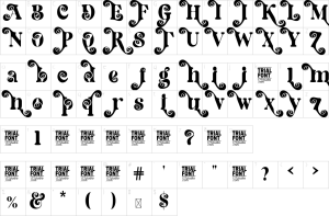 Mapa de caracteres da fonte Dilemma Problem Font