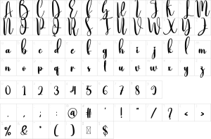 Mapa de caracteres da fonte Diligence Font