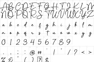 Mapa de caracteres da fonte Dillematica Font