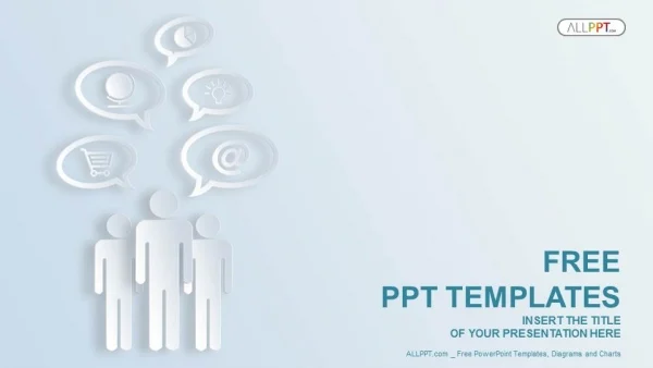 Dimensional group of three people with speech bubble PowerPoint Templates