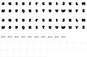 Mapa de caracteres da fonte Dino Roar Font