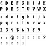 Mapa de caracteres da fonte Dinosaur Island Font