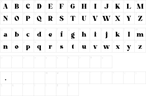 Mapa de caracteres da fonte Dirty Seven Font