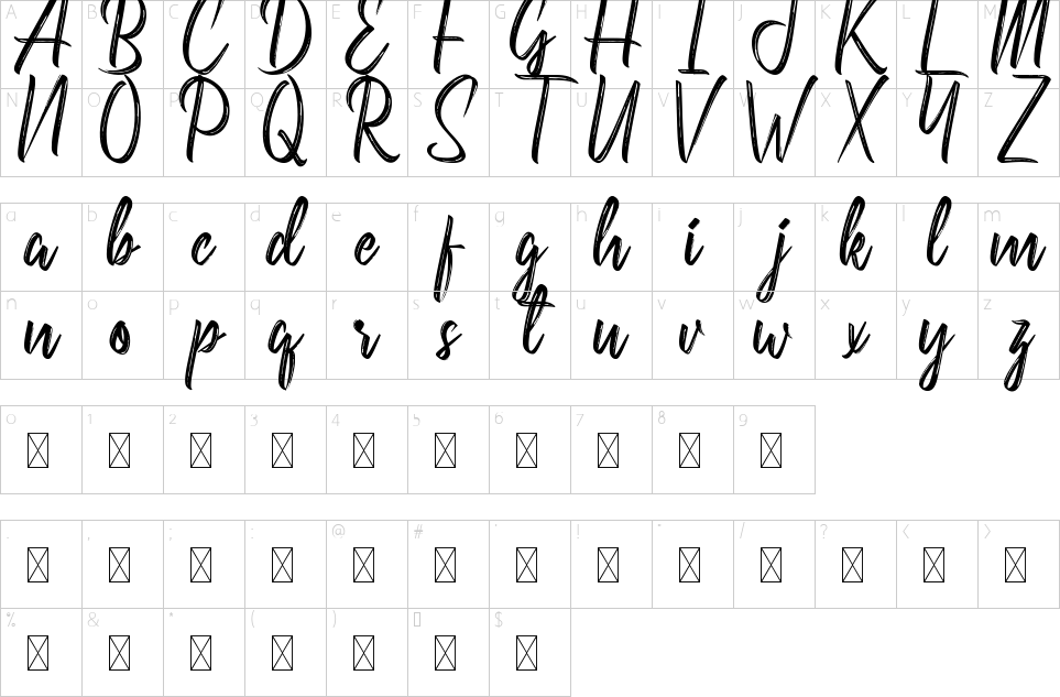 Mapa de caracteres da fonte Disgracefull Font