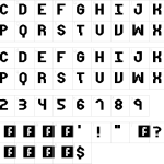 Mapa de caracteres da fonte Distortion Font