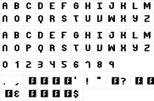 Mapa de caracteres da fonte Distortion Font
