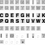 Mapa de caracteres da fonte Distracted Musician Font