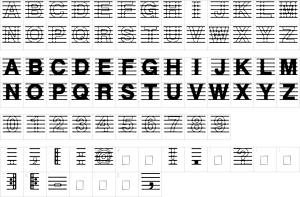 Mapa de caracteres da fonte Distracted Musician Font