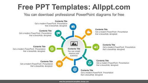 Divergent circles PowerPoint Diagram Template