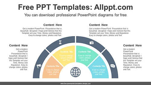 Divided Semi Doughnut PPT Diagram