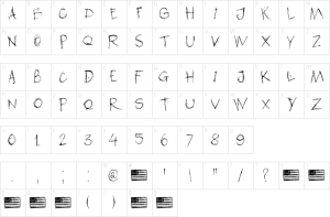 Mapa de caracteres da fonte DK American Grunge Font