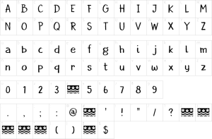 Mapa de caracteres da fonte DK Borrowdale Font