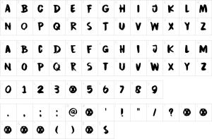 Mapa de caracteres da fonte DK Cinnabar Brush Font